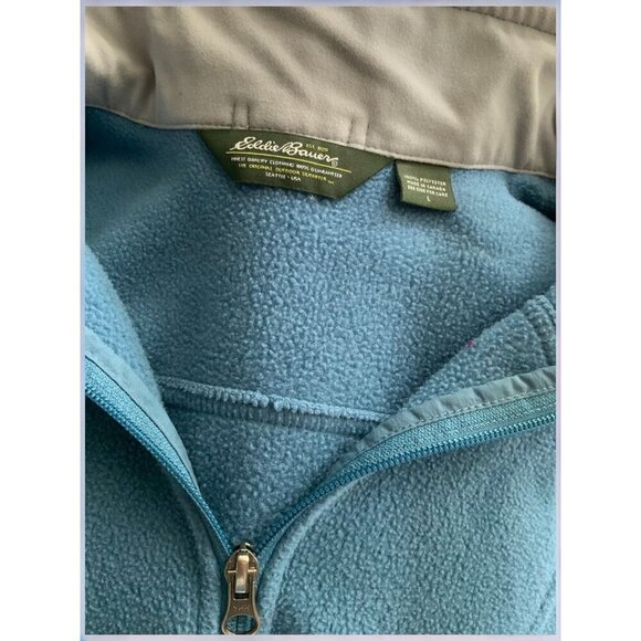 Eddie Bauer solid blue polartec classic fleece vest zip front pockets Large - Picture 4 of 8